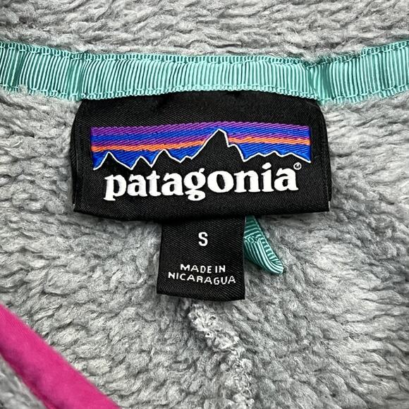 Patagonia Sweater Womens Small Gray Pink Fleece Quarter Zip Pullover Pocket - Picture 5 of 11